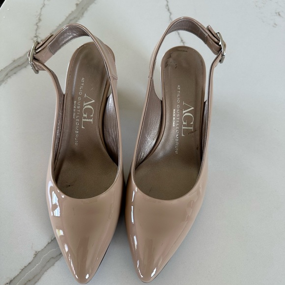 AGL sling back pumps. Marble/Nude patent leather Size 40 - Picture 1 of 8